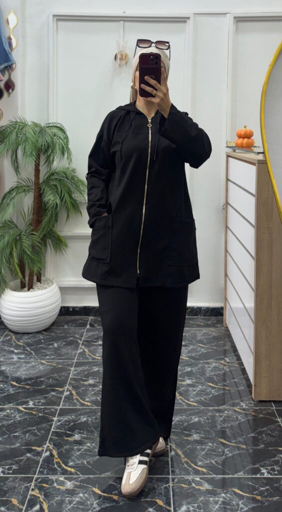 Ensemble Tony Deux Pièces avec Veste Zippée à Capuche et Pantalon Large - 4