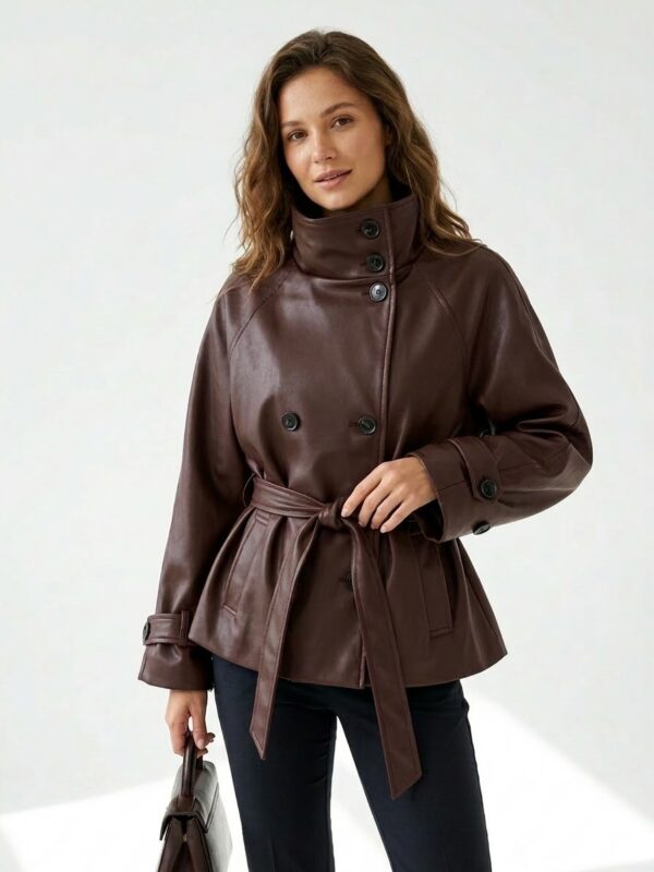 Veste Trench Court Ceinturée Sky