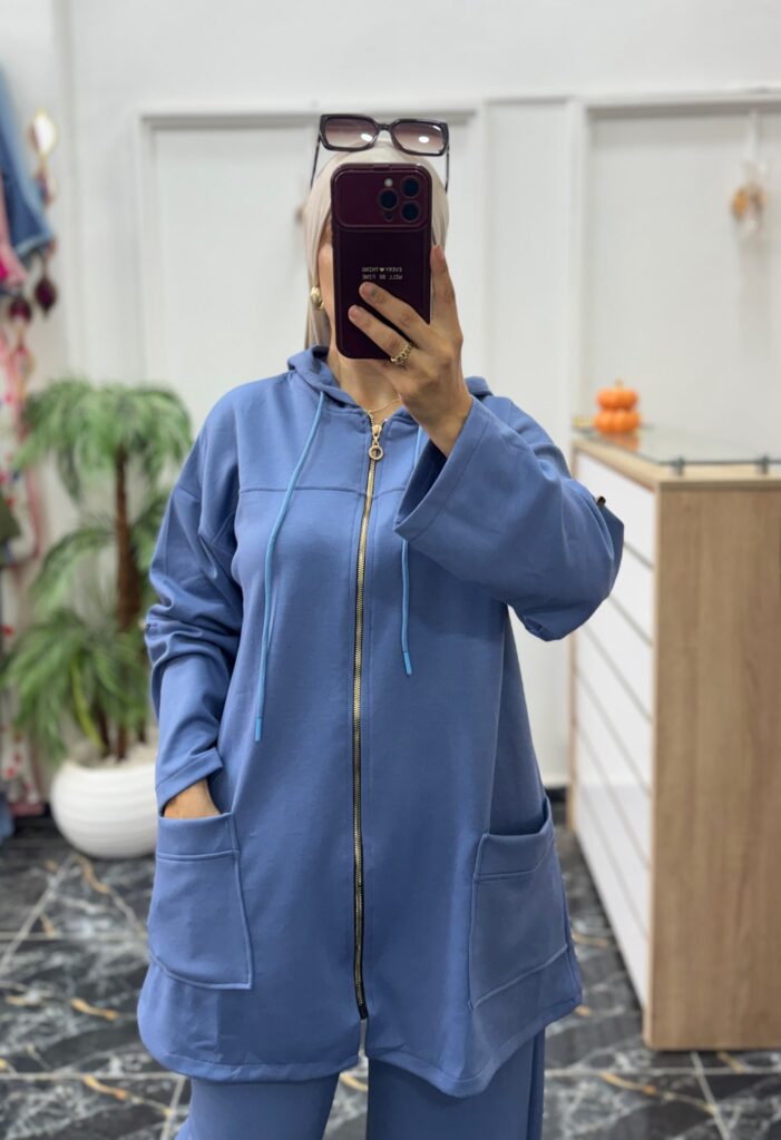 Ensemble Tony Deux Pièces avec Veste Zippée à Capuche et Pantalon Large - 1