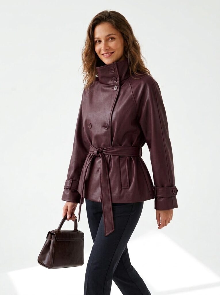 Veste Trench Court Ceinturée Sky - 4