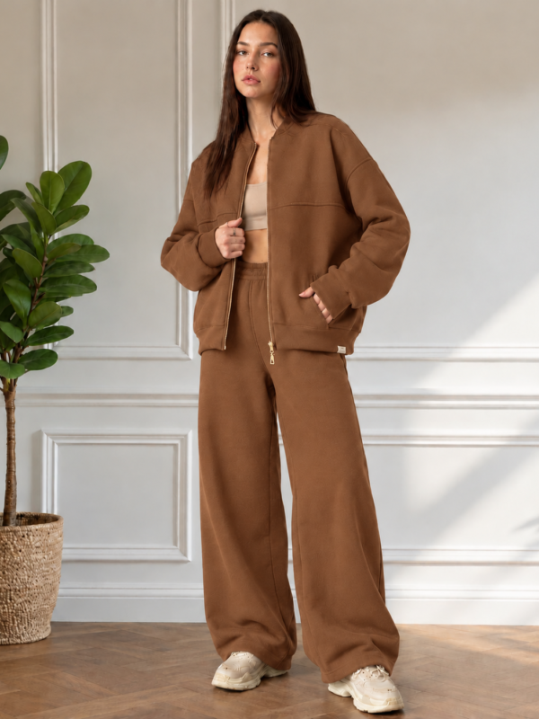 Ensemble Moderne Veste Zippée et Pantalon Large